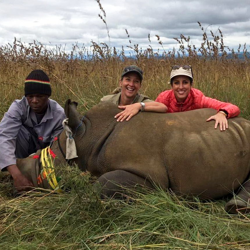 Hala on a wildlife conservation trip to save rhinos in South Africa