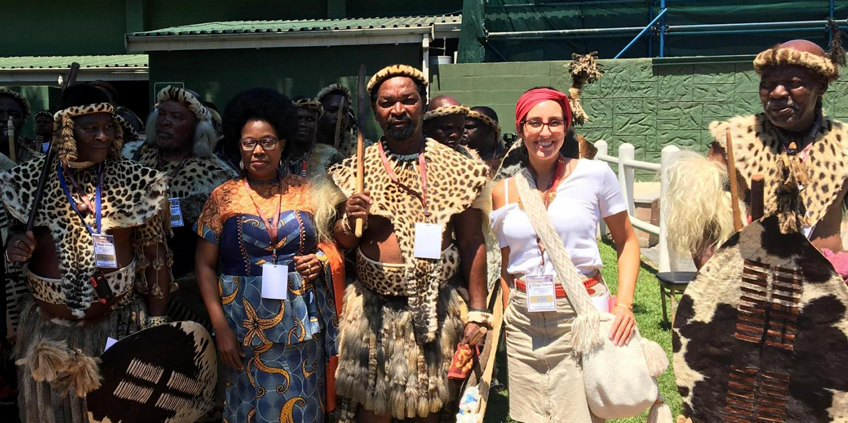 Hala with Zulu community leaders in Durban, South Africa